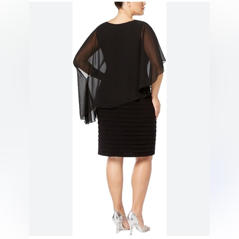 Adrianna Papell Black Tiered Bolero Dress Size 12 - Picture 6 of 11